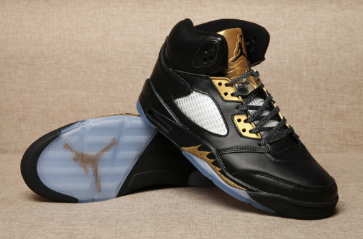 2017 Air Jordan 5 Olympic Black Metallic Gold Shoes - Click Image to Close